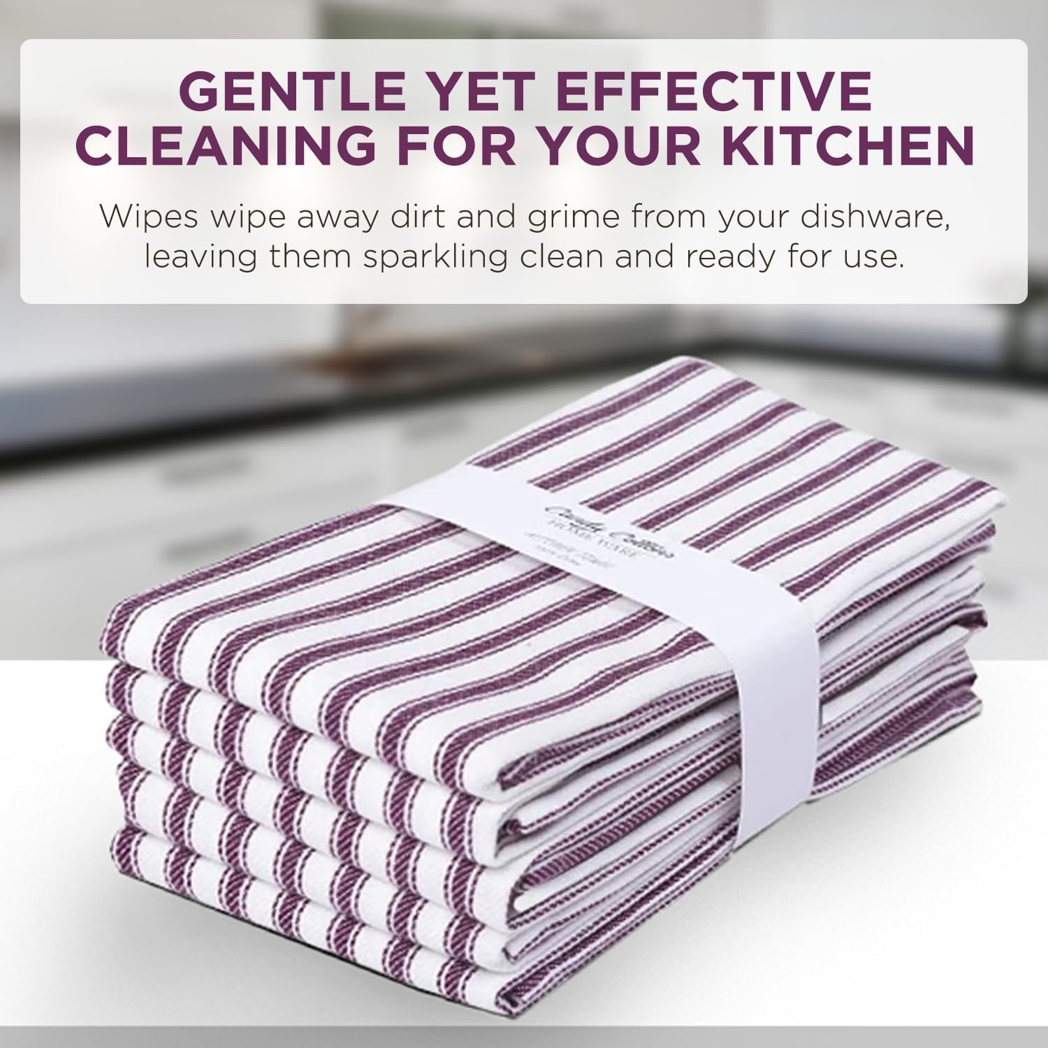 image:imageStripe Kitchen Towels Decor 18x28 in Cotton Dish Towels Boho Embroidery Festive Gift Set of 6 Pantry Kitchen Vintage Farmhouse Reusable Kitchen Dish TowelsGreenPurple French