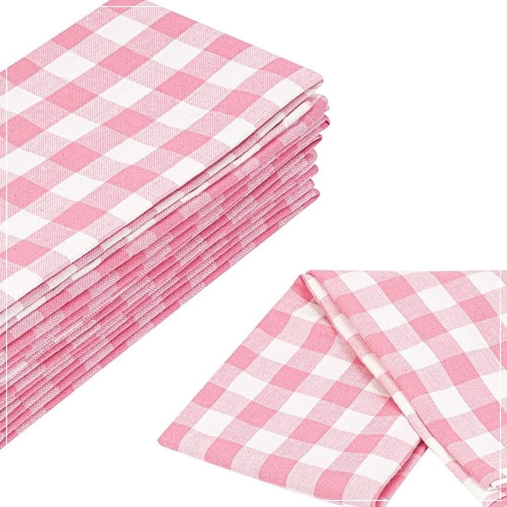 image:imageStripe Kitchen Towels Decor 18x28 in Cotton Dish Towels Boho Embroidery Festive Gift Set of 6 Pantry Kitchen Vintage Farmhouse Reusable Kitchen Dish TowelsGreenPink Check