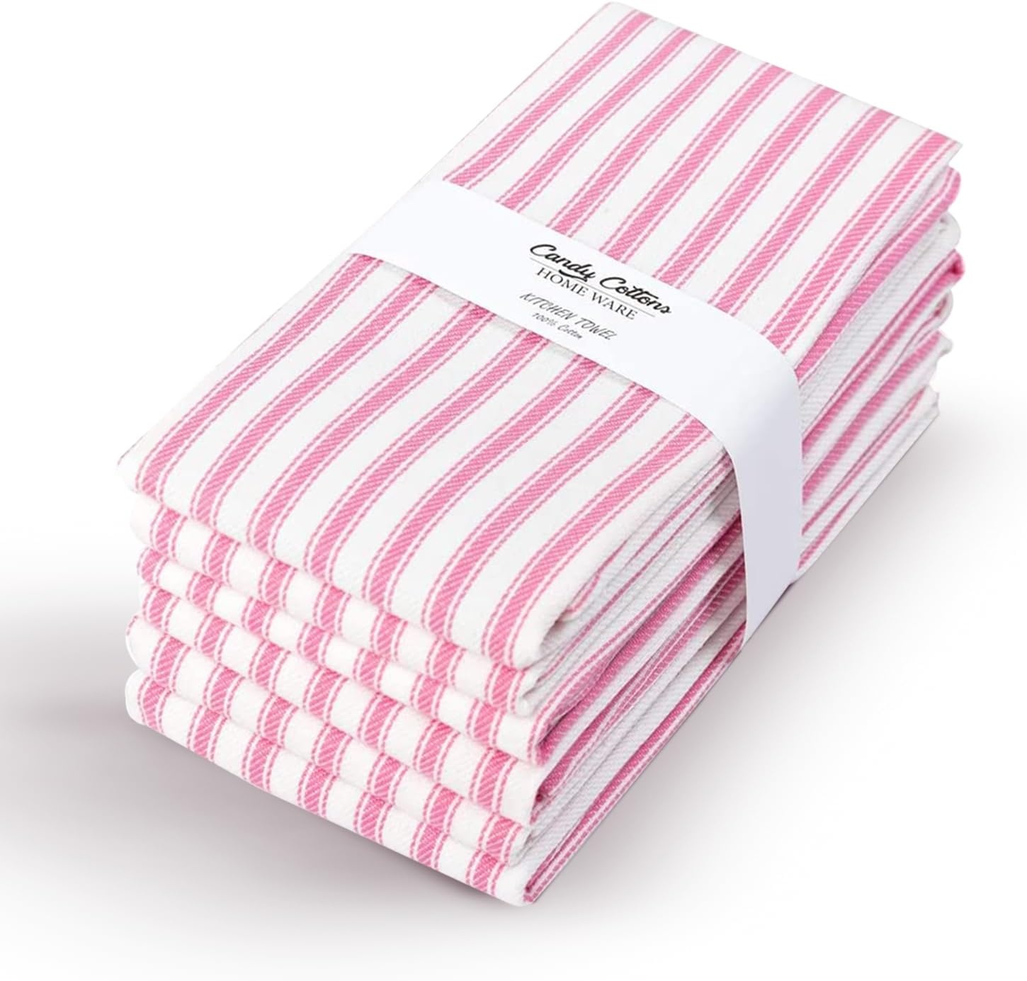 image:imageStripe Kitchen Towels Decor 18x28 in Cotton Dish Towels Boho Embroidery Festive Gift Set of 6 Pantry Kitchen Vintage Farmhouse Reusable Kitchen Dish TowelsGreenPink French