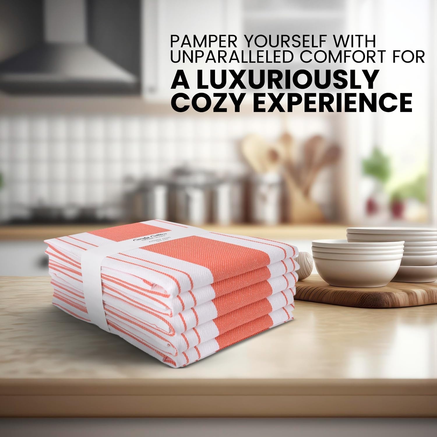 image:imageStripe Kitchen Towels Decor 18x28 in Cotton Dish Towels Boho Embroidery Festive Gift Set of 6 Pantry Kitchen Vintage Farmhouse Reusable Kitchen Dish TowelsGreenCoral Modern