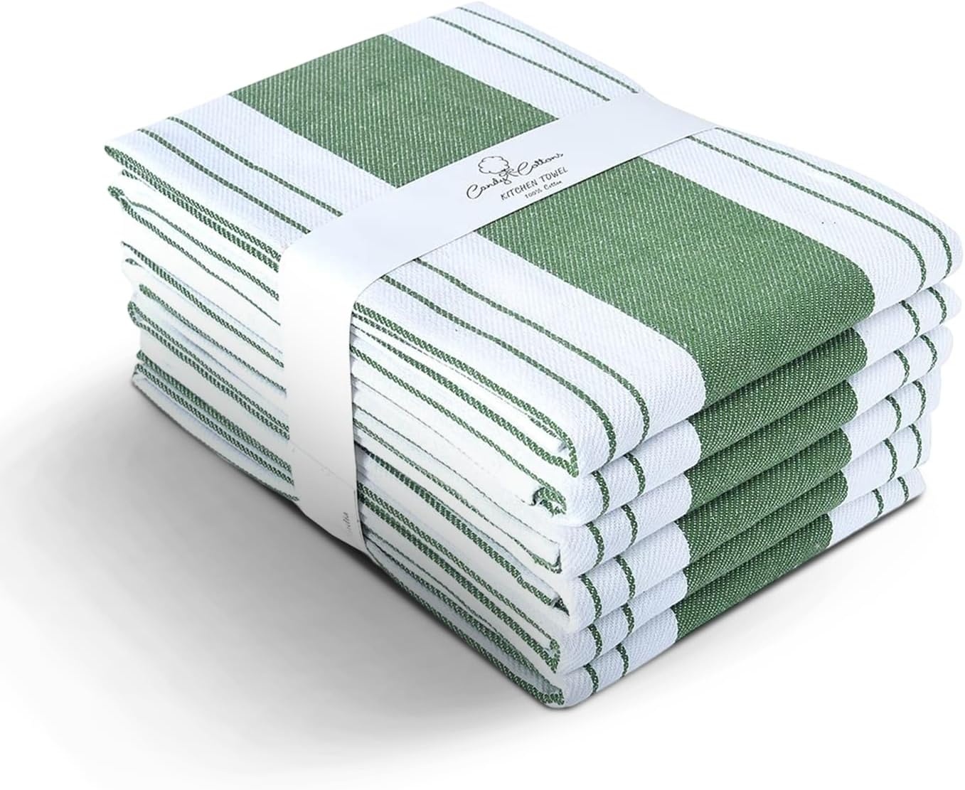 image:imageStripe Kitchen Towels Decor 18x28 in Cotton Dish Towels Boho Embroidery Festive Gift Set of 6 Pantry Kitchen Vintage Farmhouse Reusable Kitchen Dish TowelsGreenGreen Modern