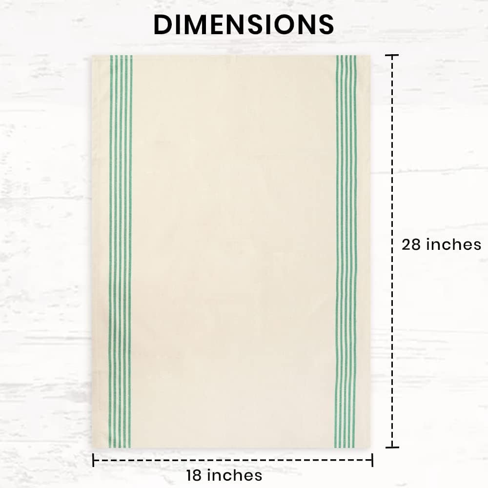 image:imageStripe Kitchen Towels Decor 18x28 in Cotton Dish Towels Boho Embroidery Festive Gift Set of 6 Pantry Kitchen Vintage Farmhouse Reusable Kitchen Dish TowelsGreen1 Green Recycled