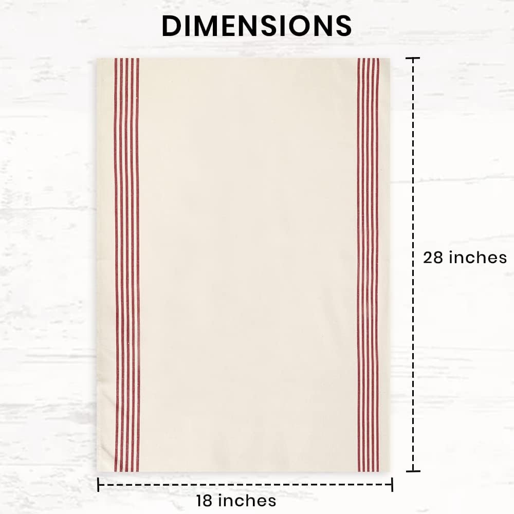 image:imageStripe Kitchen Towels Decor 18x28 in Cotton Dish Towels Boho Embroidery Festive Gift Set of 6 Pantry Kitchen Vintage Farmhouse Reusable Kitchen Dish TowelsGreenRed Recycled