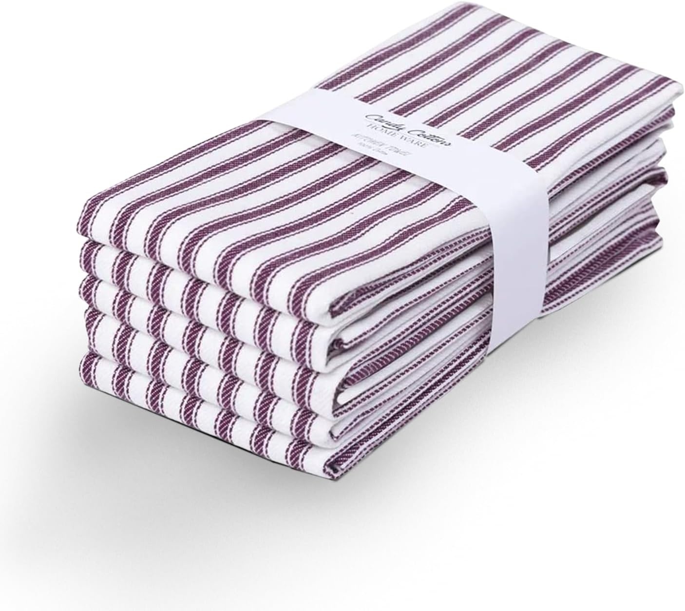 image:imageStripe Kitchen Towels Decor 18x28 in Cotton Dish Towels Boho Embroidery Festive Gift Set of 6 Pantry Kitchen Vintage Farmhouse Reusable Kitchen Dish TowelsGreenPurple French