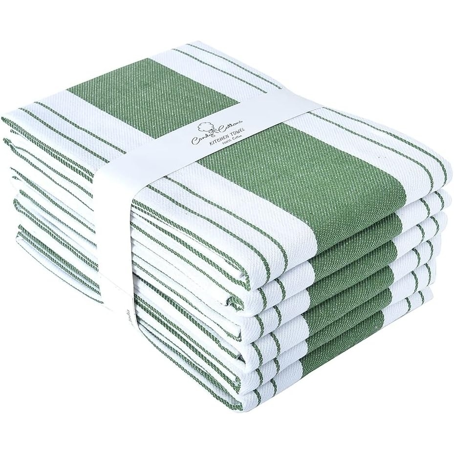 image:imageStripe Kitchen Towels Decor 18x28 in Cotton Dish Towels Boho Embroidery Festive Gift Set of 6 Pantry Kitchen Vintage Farmhouse Reusable Kitchen Dish TowelsGreenGreen Modern