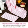 image:imageStripe Kitchen Towels Decor 18x28 in Cotton Dish Towels Boho Embroidery Festive Gift Set of 6 Pantry Kitchen Vintage Farmhouse Reusable Kitchen Dish TowelsGreenPink French 3 Pack