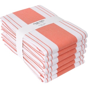 image:imageStripe Kitchen Towels Decor 18x28 in Cotton Dish Towels Boho Embroidery Festive Gift Set of 6 Pantry Kitchen Vintage Farmhouse Reusable Kitchen Dish TowelsGreenCoral Modern