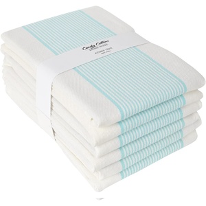 image:imageStripe Kitchen Towels Decor 18x28 in Cotton Dish Towels Boho Embroidery Festive Gift Set of 6 Pantry Kitchen Vintage Farmhouse Reusable Kitchen Dish TowelsGreenTurquoise