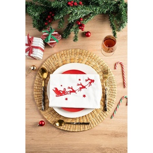 image:imageChristmas Cloth Napkins White Dining Table Dinner NapkinsWashable Cotton Napkins Easter Basket DecorChristmas Tree Embroidered 18x18 in White Pk of 6 Cocktail Party NapkinsSleighwhitepk 6