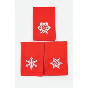 image:imageChristmas Cloth Napkins White Dining Table Dinner NapkinsWashable Cotton Napkins Easter Basket DecorChristmas Tree Embroidered 18x18 in White Pk of 6 Cocktail Party NapkinsSnowflakesredpk 6