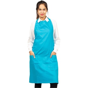 image:imageKitchen Apron 100 Cotton Of Size 25X35 Inch Aqua Blue plain apron Double Pocketed Apron with Adjustable Bib Men amp Women Apron for Cooking Baking Gardening BBQ