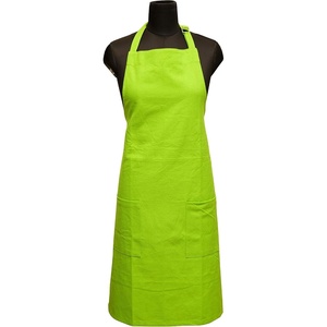 image:imageKitchen Apron 100 Cotton Of Size 25X35 Inch Lime Green Plain Double Pocketed Apron with Adjustable Bib Men amp Women Apron for Cooking Baking Gardening BBQ