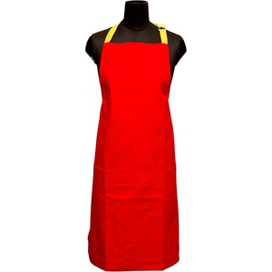 image:imageKitchen Apron 100 Cotton of Size 25X35 Inch Scarlet Red Plain Double Pocketed Apron with Adjustable Bib Kitchen Men amp Women Apron for Cooking Baking Gardening BBQ